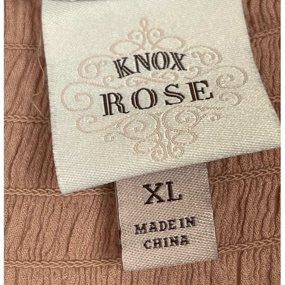 Knox Rose Blouse Womens XL Pink Excellent Smocked Boho 3/4 Sleeve Rayon Top - Picture 6 of 15